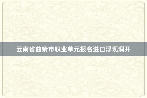 云南省曲靖市职业单元报名进口浮现洞开
